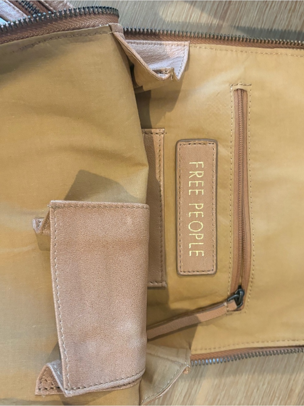 Free People Embossed Sun Motif Tan Leather Crossbody/Mini Backpack Bag - Picture 3 of 3